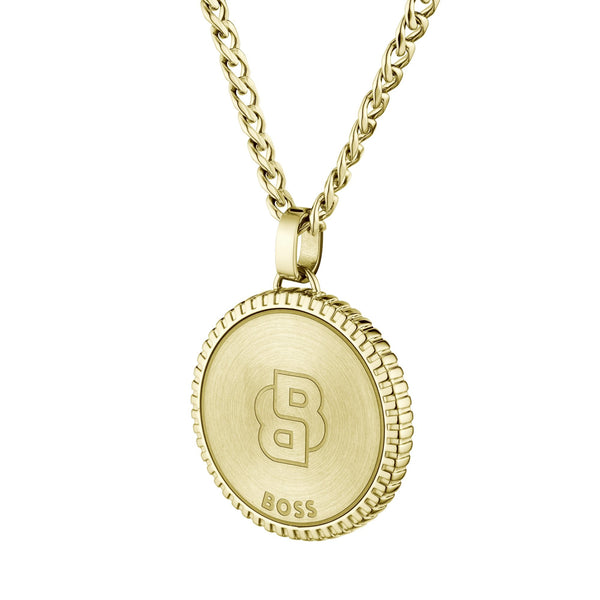 BOSS Men's North Star Black & Gold Plated Necklace