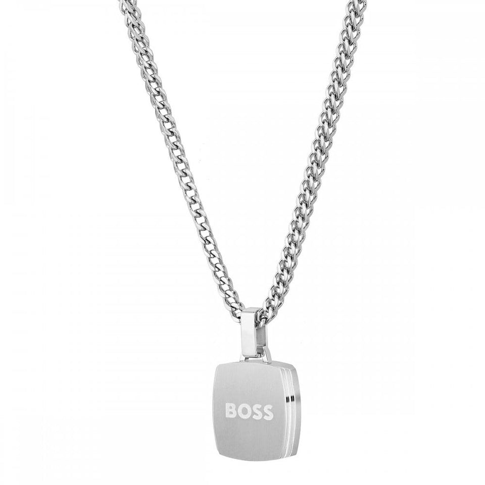 BOSS Men's Odell Black IP Plated Square Necklace