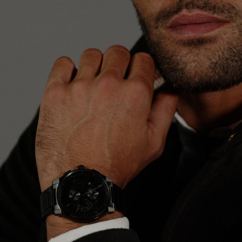 BOSS Men's PEAK 2.0 44mm Black Dial IP Plated Bracelet Watch