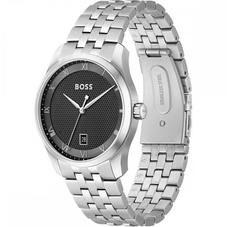 BOSS Men's PRINCIPLE 41mm Black Dial Bracelet Watch