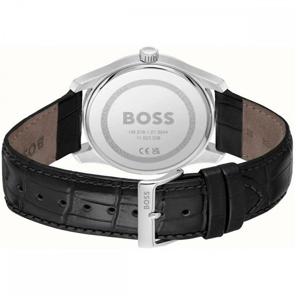 BOSS Men's PRINCIPLE 41mm Black Dial Leather Strap Watch
