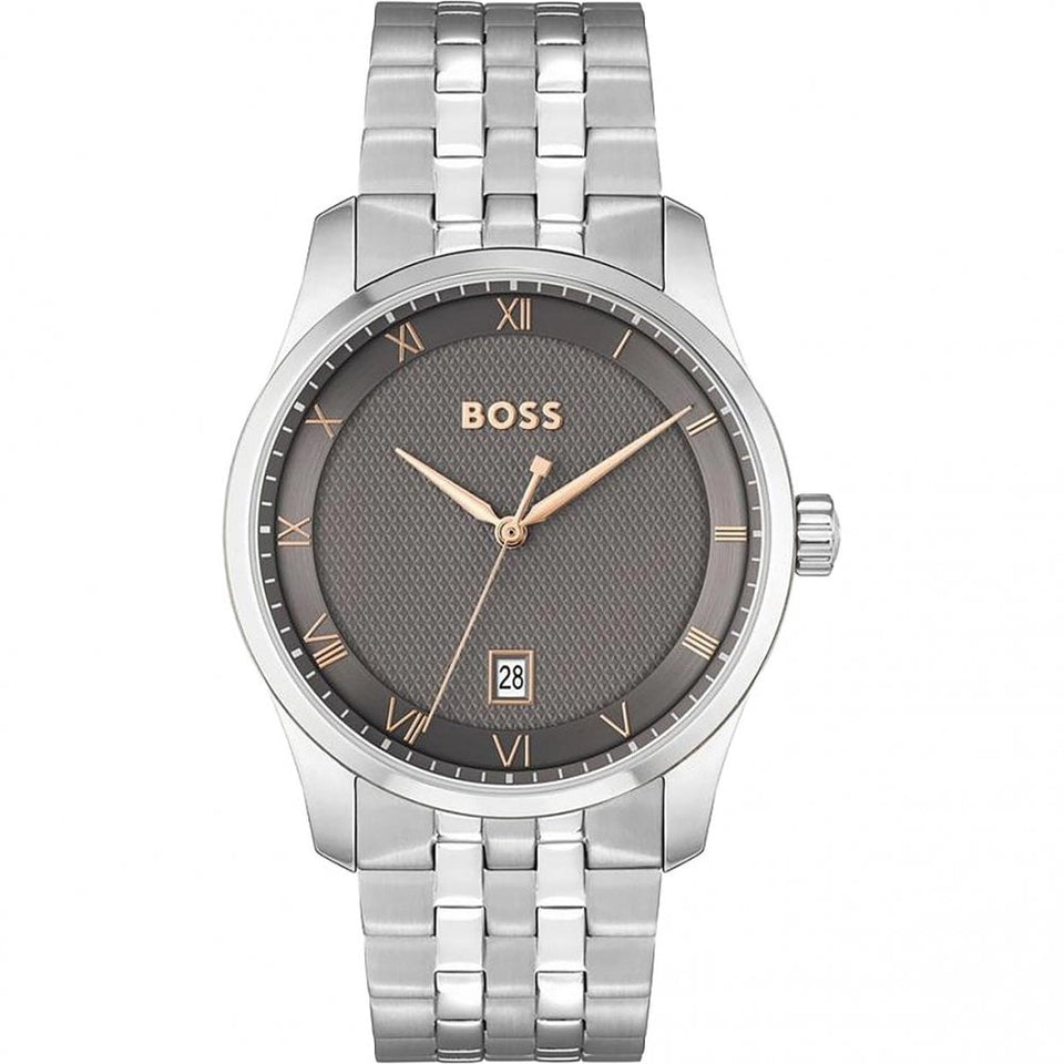 BOSS Men's PRINCIPLE 41mm Grey Dial Bracelet Watch