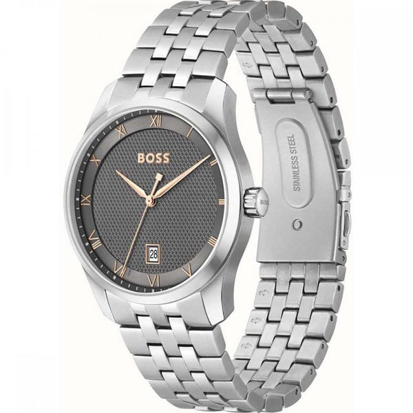 BOSS Men's PRINCIPLE 41mm Grey Dial Bracelet Watch