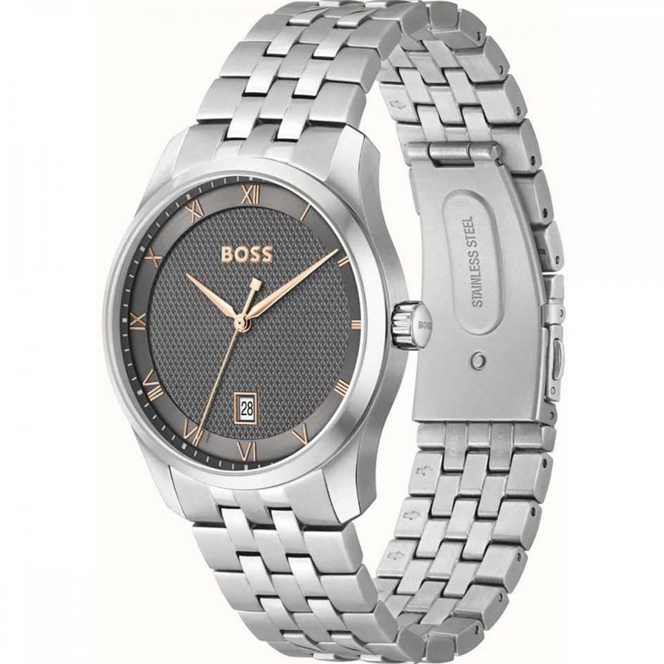 BOSS Men's PRINCIPLE 41mm Grey Dial Bracelet Watch
