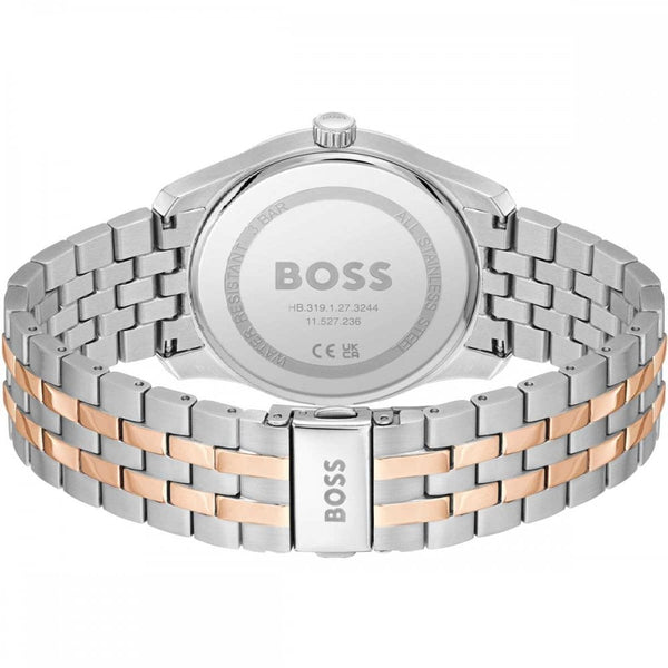 BOSS Men's PRINCIPLE Blue Dial Rose Gold Two Tone 41mm Watch