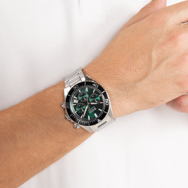 BOSS Men's Sealiner Green Dial Bracelet Watch