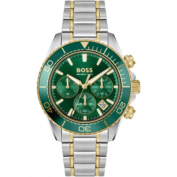 BOSS Men's Sealiner Green Dial Two Tone Watch