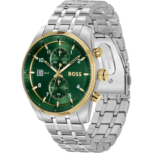 BOSS Men's SKYTRAVELLER 44mm Green Dial Watch