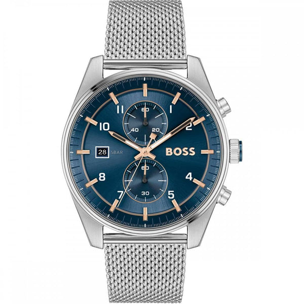 BOSS Men's SKYTRAVELLER Blue Dial Stainless Steel 44mm Watch