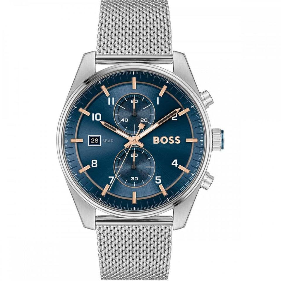BOSS Men's SKYTRAVELLER Blue Dial Stainless Steel 44mm Watch