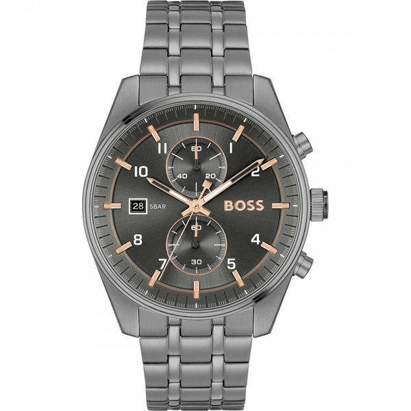 BOSS Men's SKYTRAVELLER Grey IP 44mm Watch