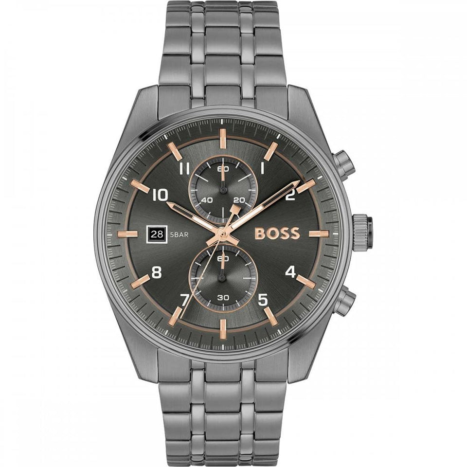 BOSS Men's SKYTRAVELLER Grey IP 44mm Watch
