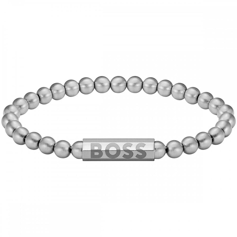 BOSS Men's Sphere Metal Stainless Steel Beaded Bracelet
