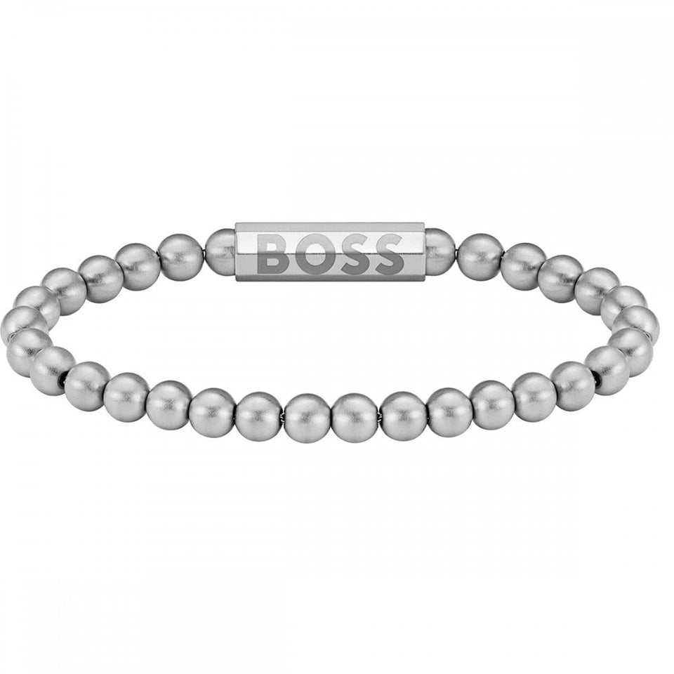 BOSS Men's Sphere Metal Stainless Steel Beaded Bracelet