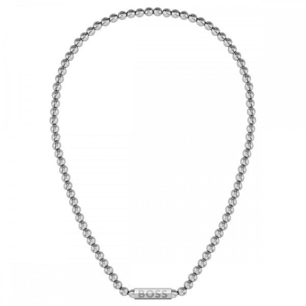 BOSS Men's Sphere Metal Stainless Steel Beaded Necklace