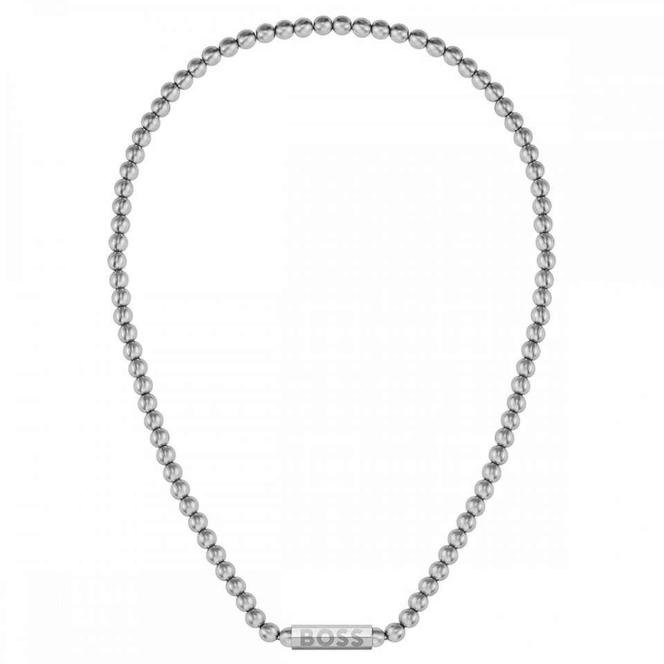 BOSS Men's Sphere Metal Stainless Steel Beaded Necklace