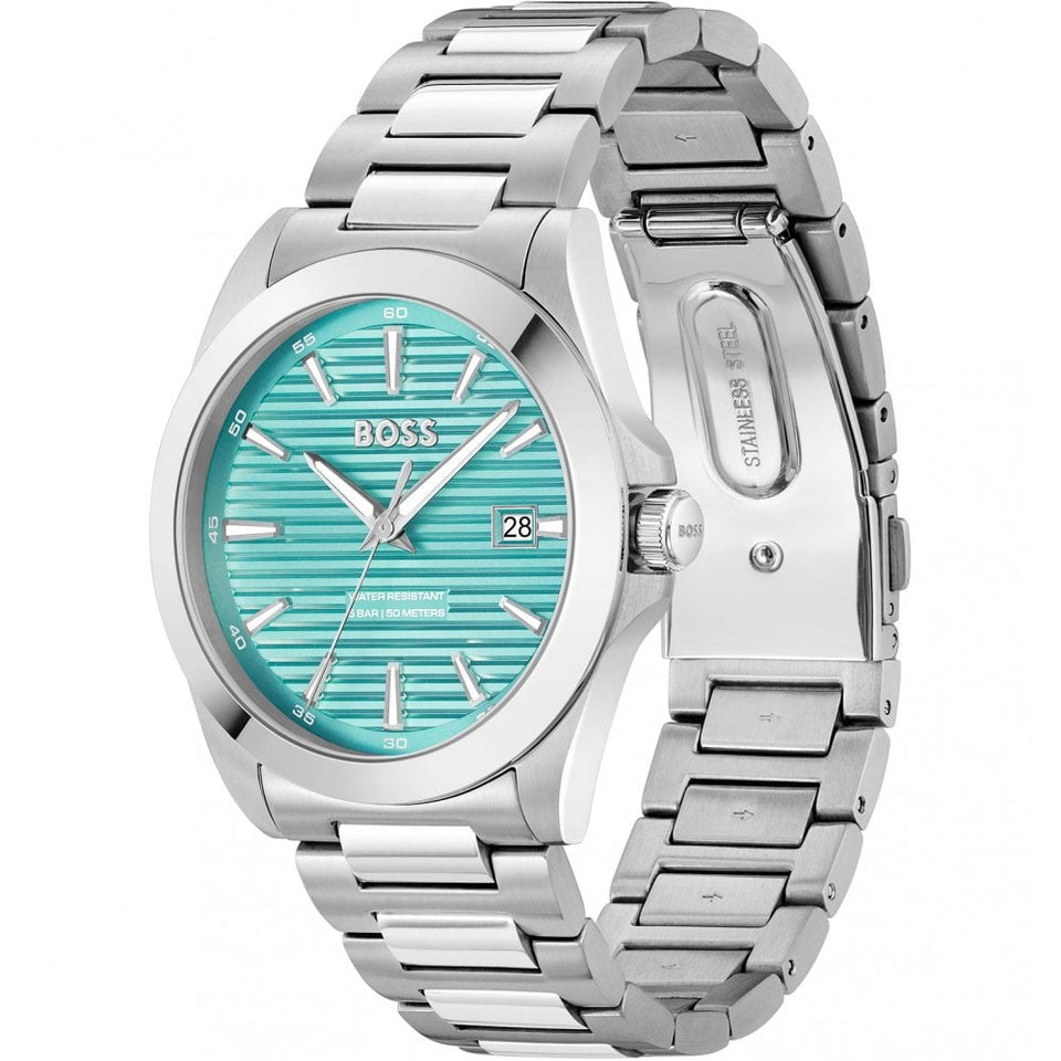 BOSS Men's STRIKE 41mm Turquoise Dial Bracelet Watch