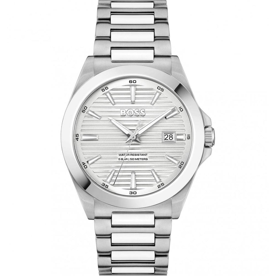 BOSS Men's STRIKE 41mm White Dial Bracelet Watch