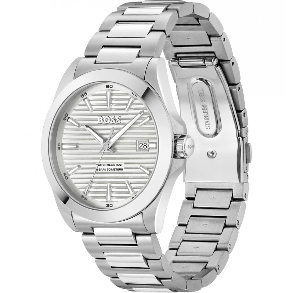 BOSS Men's STRIKE 41mm White Dial Bracelet Watch