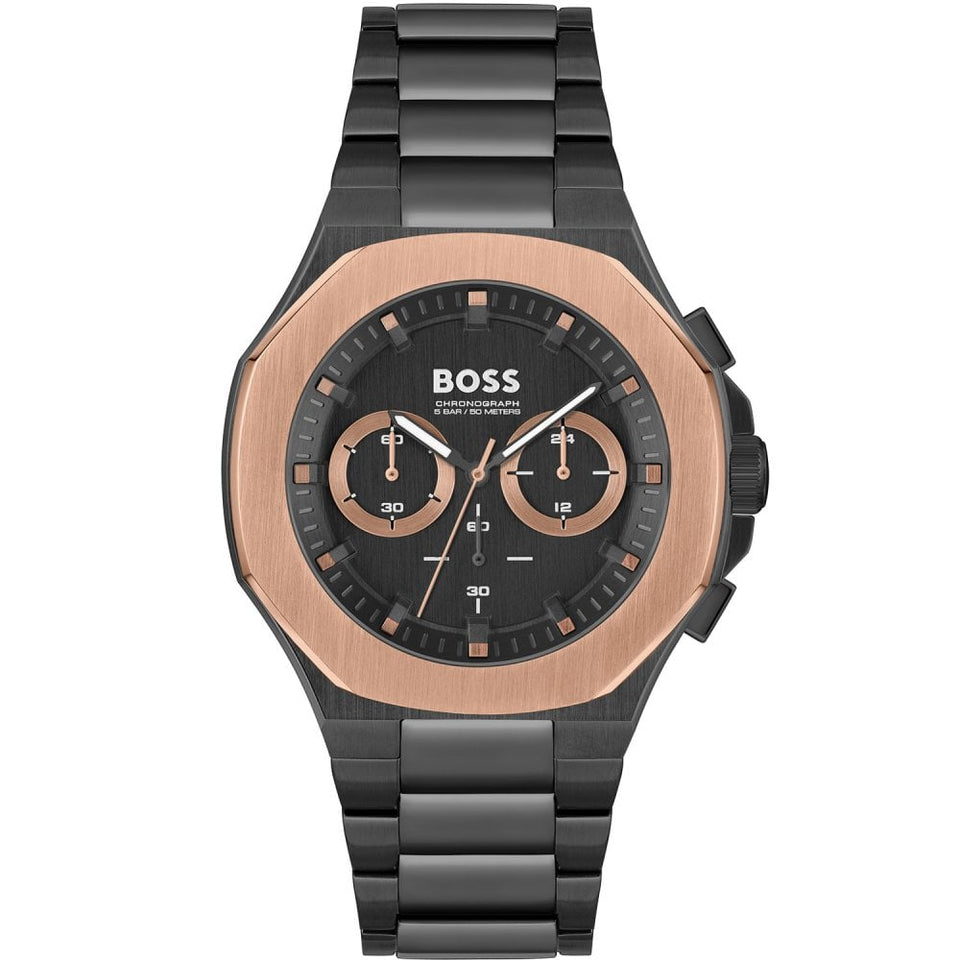 BOSS Men's TAPER Black IP Bracelet Watch