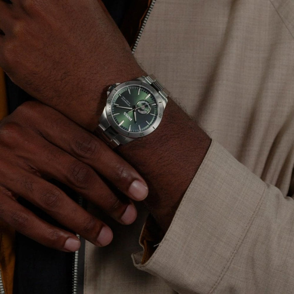 BOSS Men's TROPER AUTO 42mm Green Dial Bracelet Watch