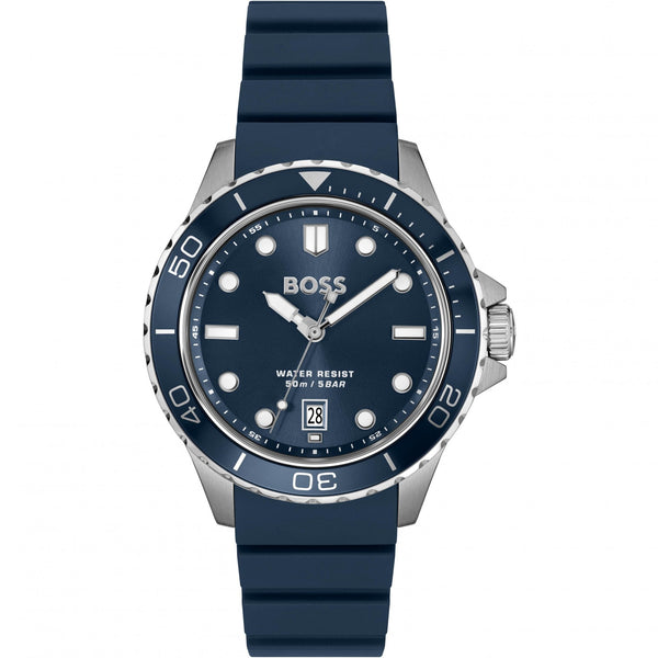 BOSS Men's TROPER Blue Dial Silicone Strap Watch