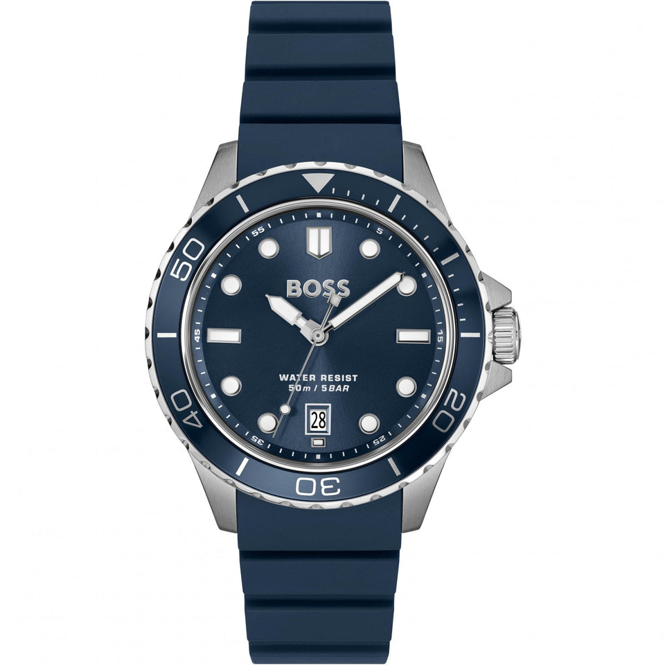 BOSS Men's TROPER Blue Dial Silicone Strap Watch