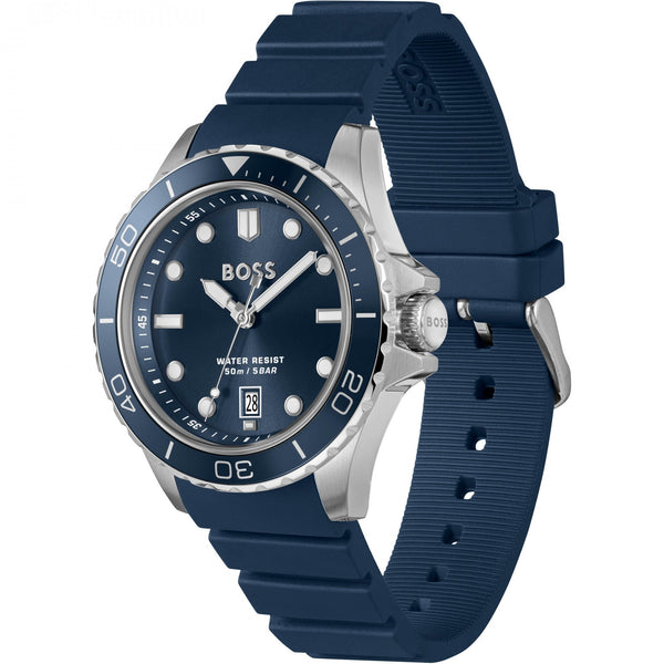 BOSS Men's TROPER Blue Dial Silicone Strap Watch