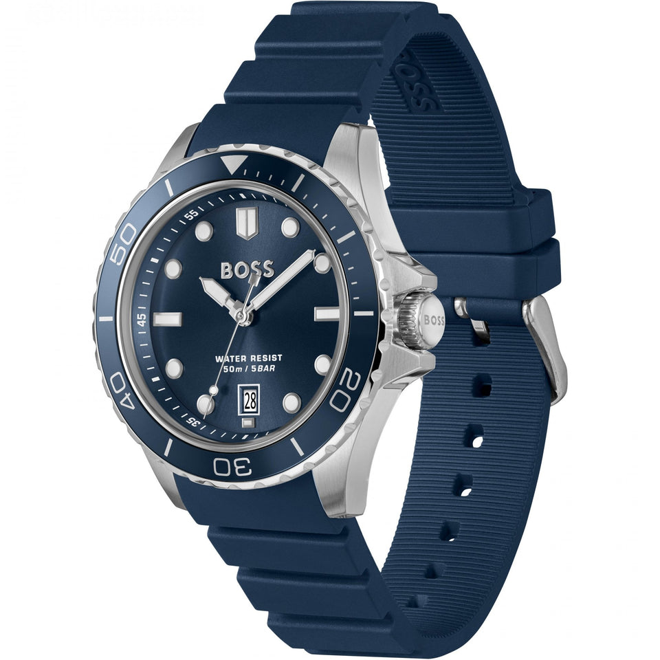 BOSS Men's TROPER Blue Dial Silicone Strap Watch