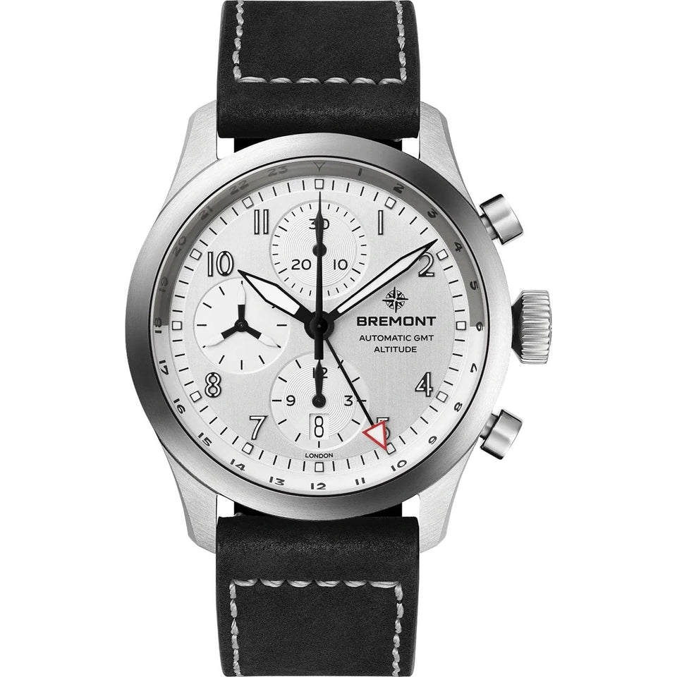 Bremont Altitude Chronograph GMT 42mm Silver Dial Leather Strap Watch