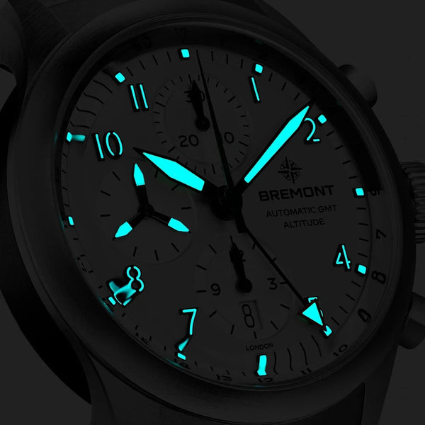 Bremont Altitude Chronograph GMT 42mm Silver Dial Leather Strap Watch