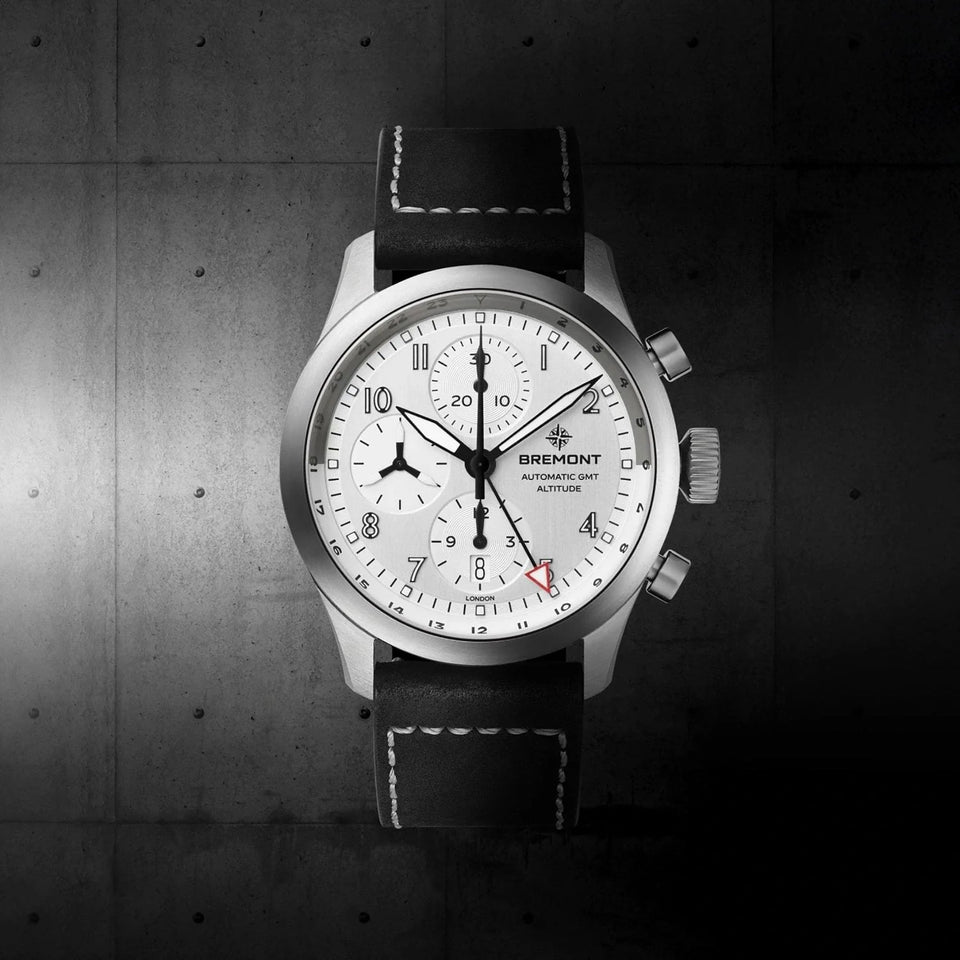 Bremont Altitude Chronograph GMT 42mm Silver Dial Leather Strap Watch