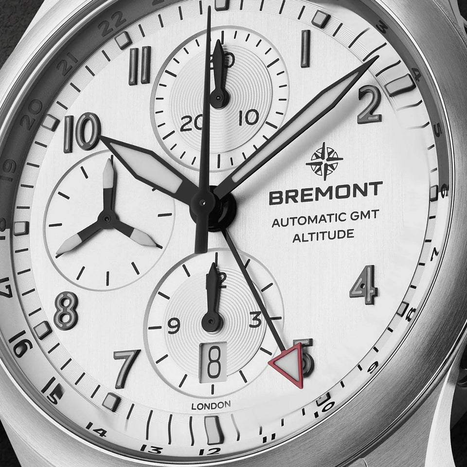 Bremont Altitude Chronograph GMT 42mm Silver Dial Leather Strap Watch