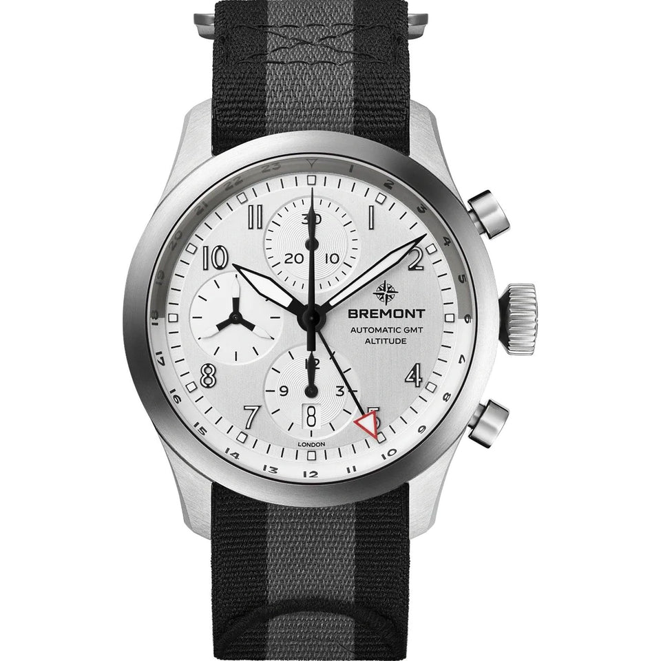 Bremont Altitude Chronograph GMT 42mm Silver Dial NATO Strap Watch