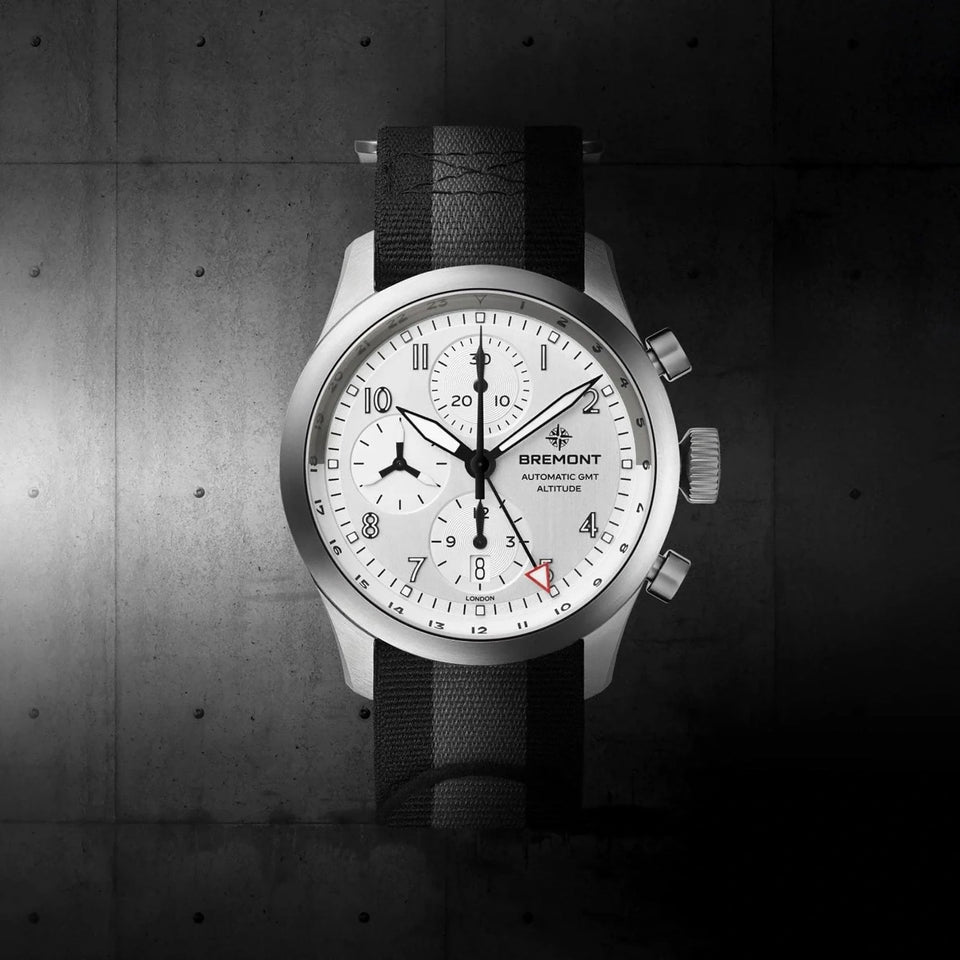 Bremont Altitude Chronograph GMT 42mm Silver Dial NATO Strap Watch