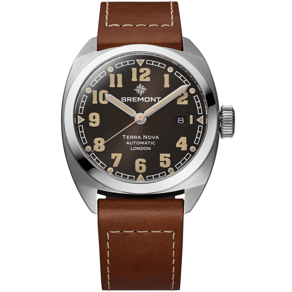 Bremont Men's 40.5mm Terra Nova Automatic Black Dial Leather Watch
