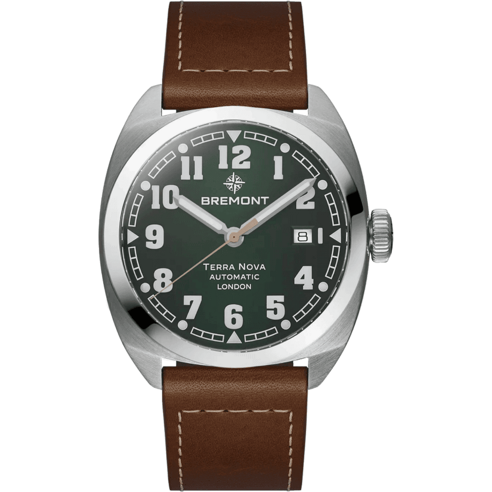 Bremont Men's 40.5mm Terra Nova Automatic Green Dial Leather Watch
