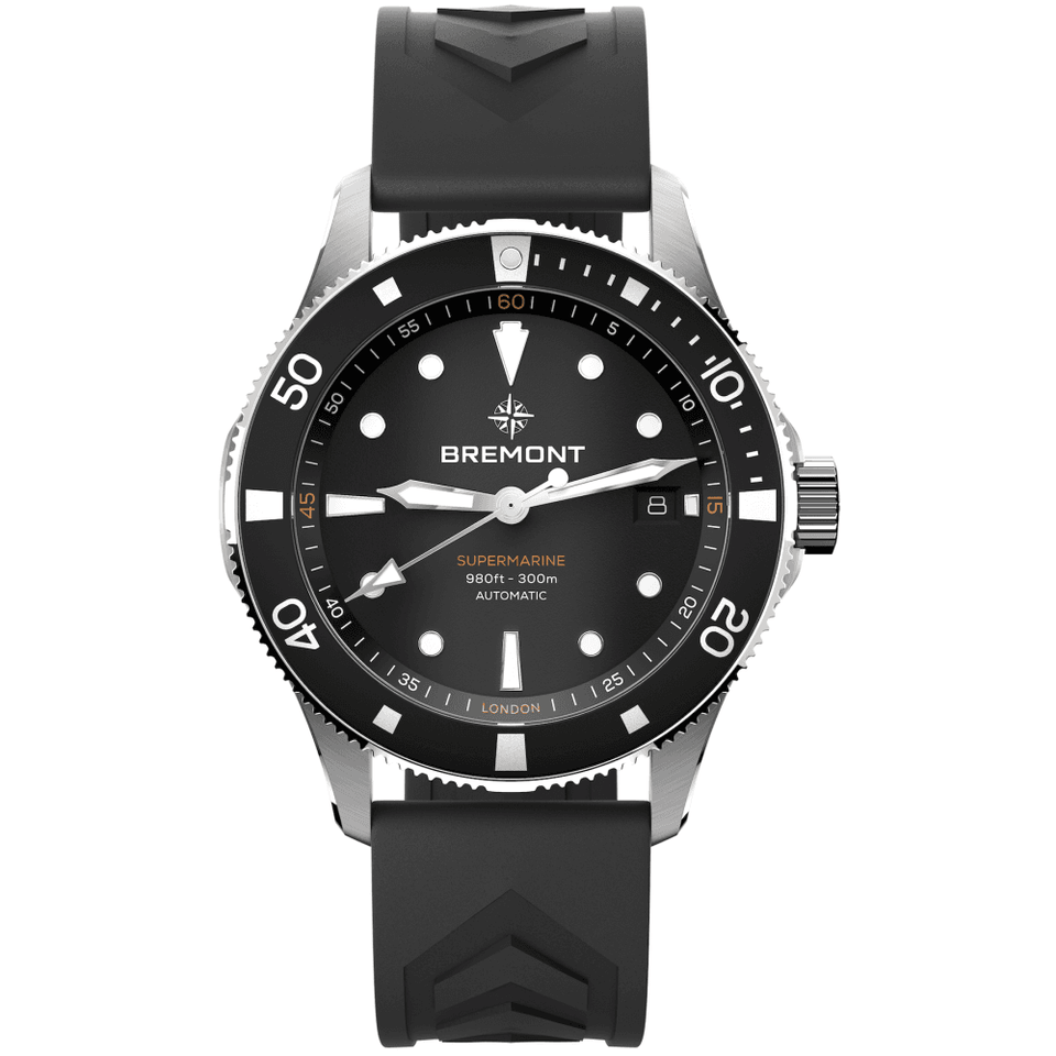Bremont Men's 40mm Black Dial SUPERMARINE 300m Date Rubber Strap Watch