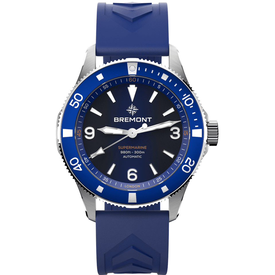 Bremont Men's 40mm Blue Dial SUPERMARINE 300m Rubber Strap Watch