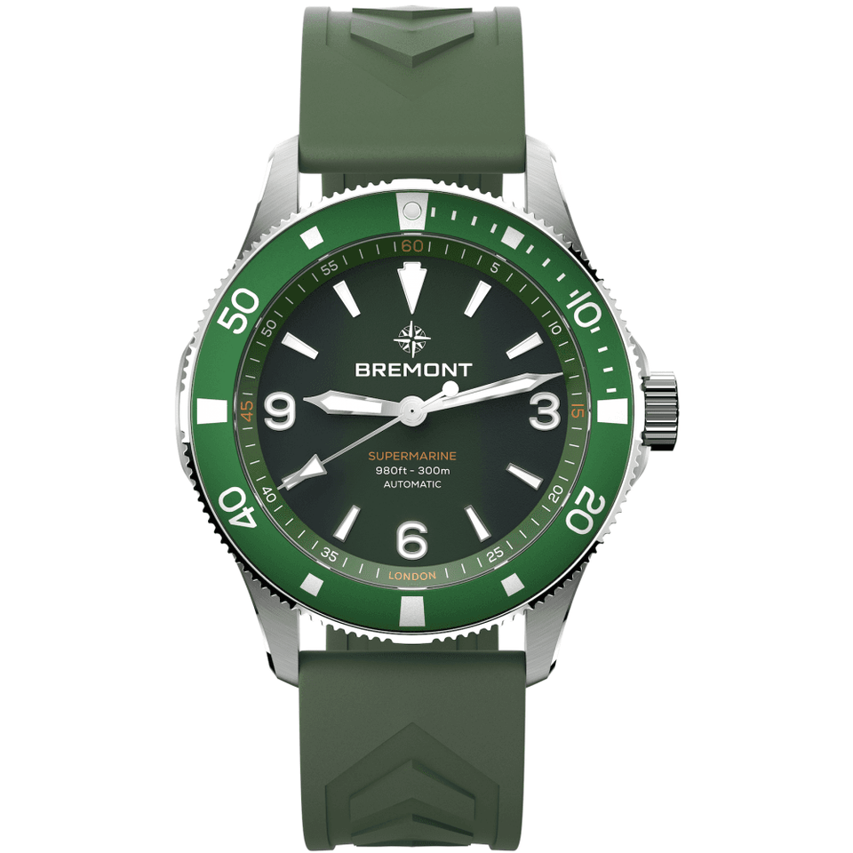 Bremont Men's 40mm Green Dial SUPERMARINE 300m Rubber Strap Watch