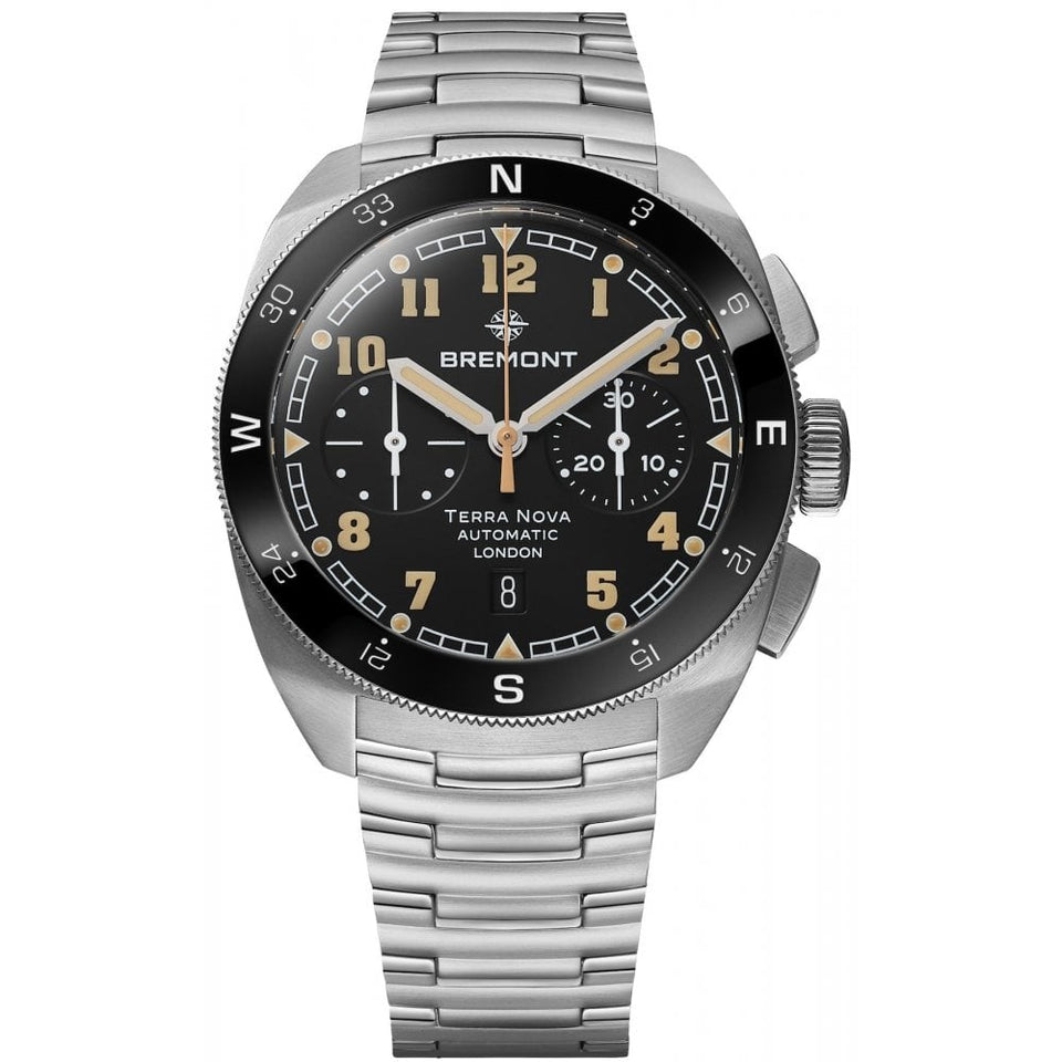 Bremont Men's 42.5mm Terra Nova Black Dial Chronograph Bracelet Watch