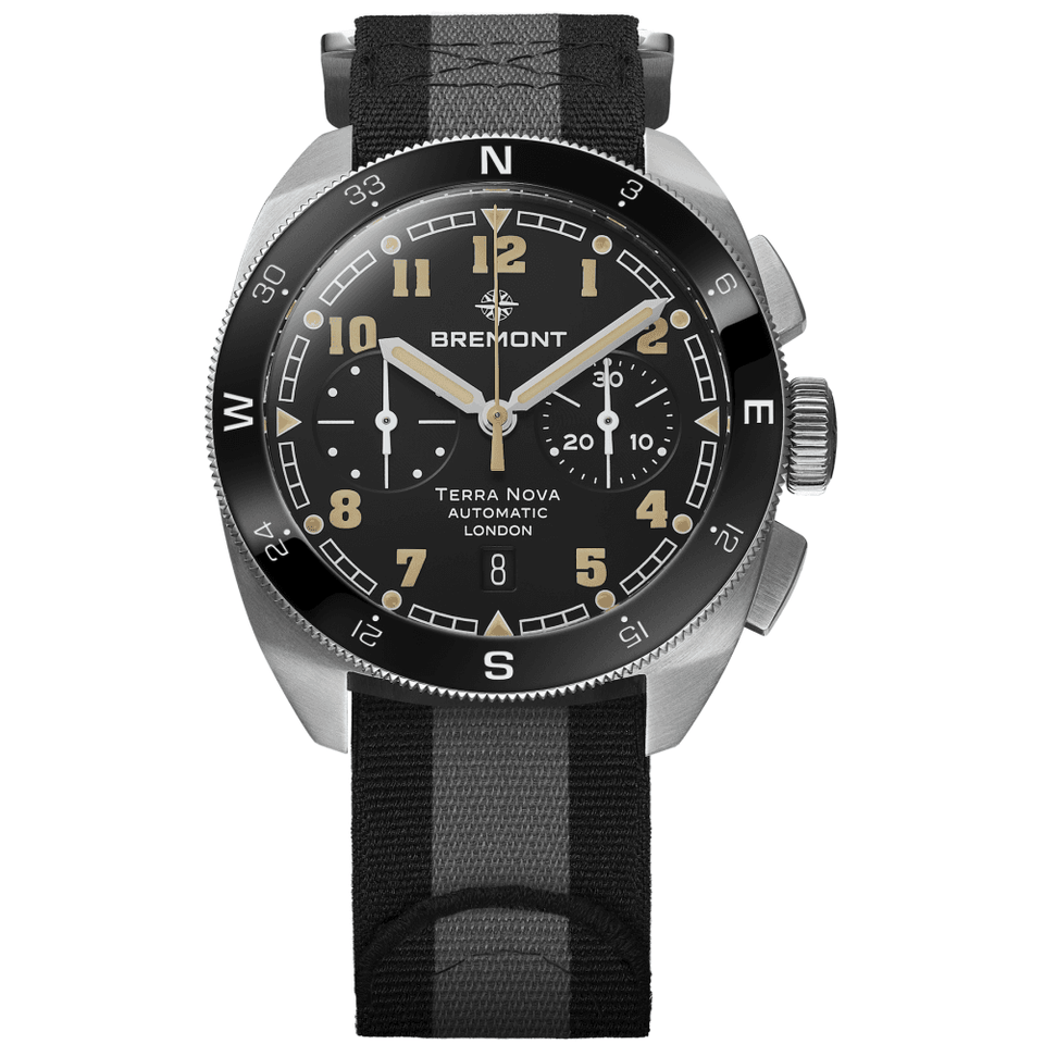 Bremont Men's 42.5mm Terra Nova Black Dial Chronograph Nato Watch