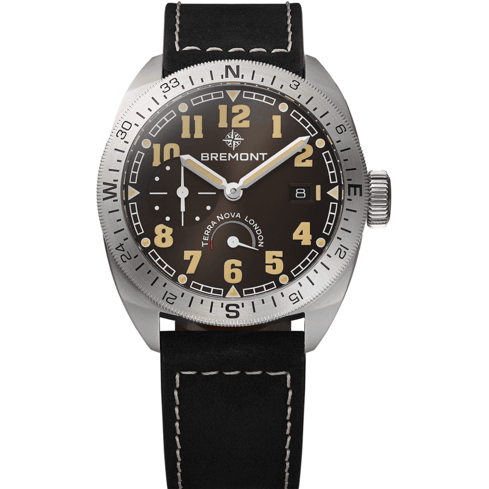 Bremont Men's TERRA NOVA 40.5mm Black Dial Power Reserve Leather Watch