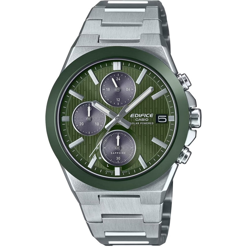Casio Edifice Men's Green Ceramic Solar Powered Chronograph Watch