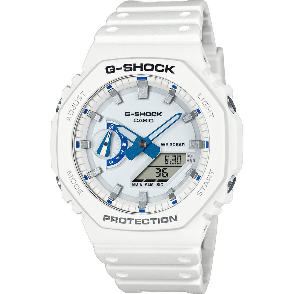 Casio G-Shock 2100 Series Men’s White Hidden Glow Analog-Digital Watch