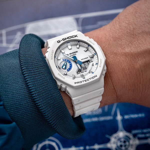 Casio G-Shock 2100 Series Men’s White Hidden Glow Analog-Digital Watch