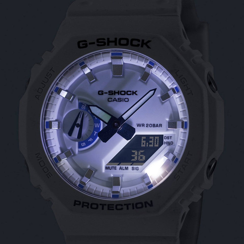 Casio G-Shock 2100 Series Men’s White Hidden Glow Analog-Digital Watch
