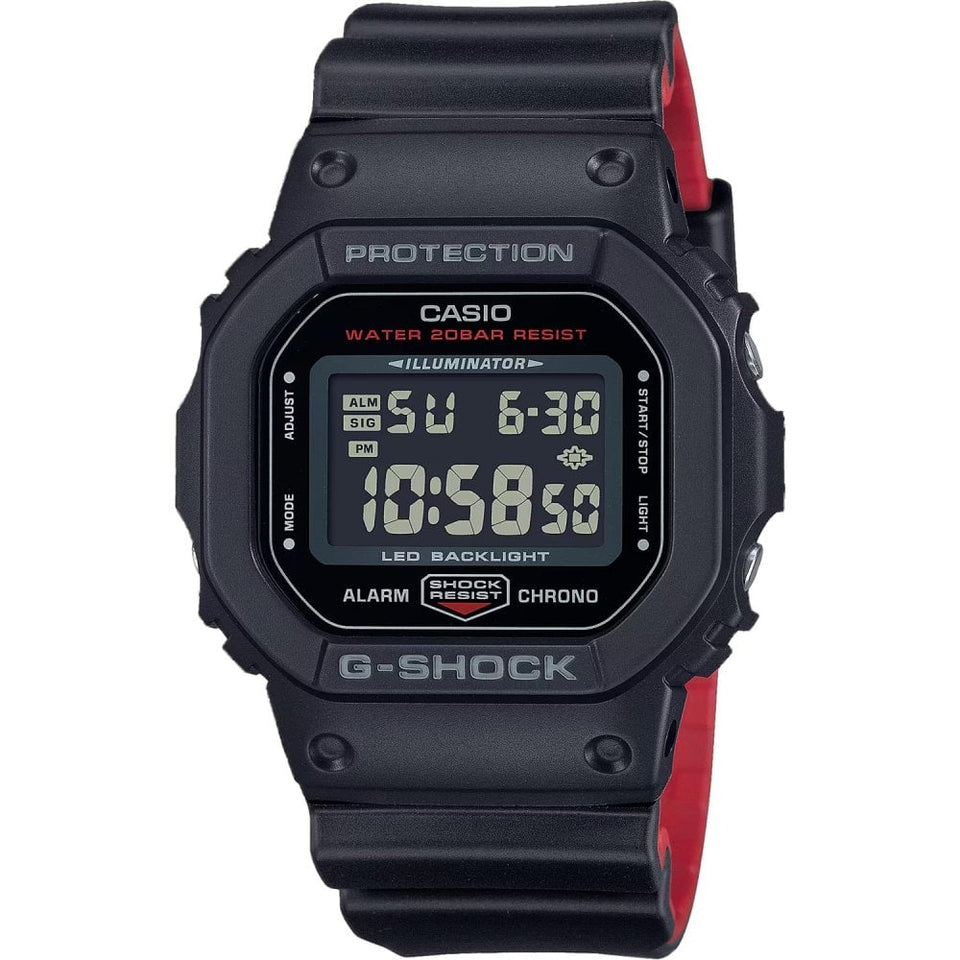 Casio G-Shock Men's 5600 LED Series Black & Red Digital Watch