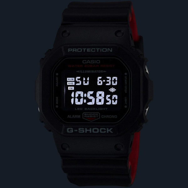 Casio G-Shock Men's 5600 LED Series Black & Red Digital Watch