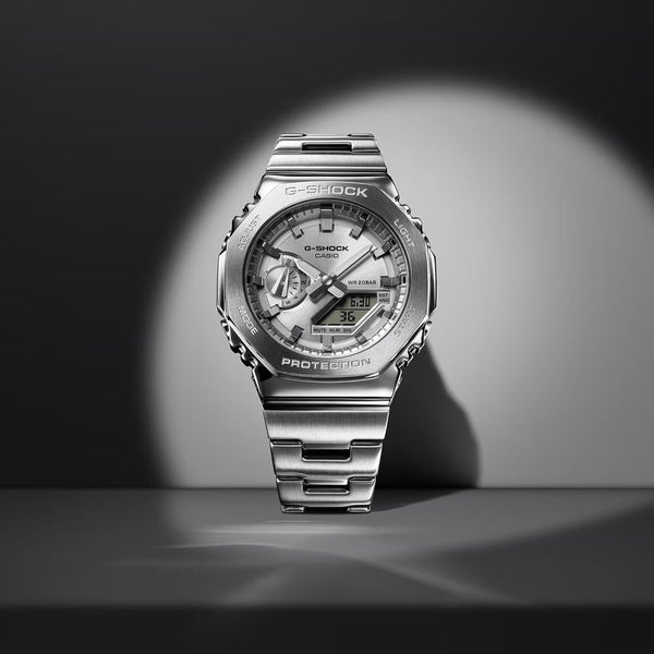 Casio G-Shock Men's G-STEEL GM-2100 Series Silver Digi-Analog Watch